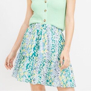 NWT Loft Blue Floral Ruffle Flounce Mini Skirt Women’s Small